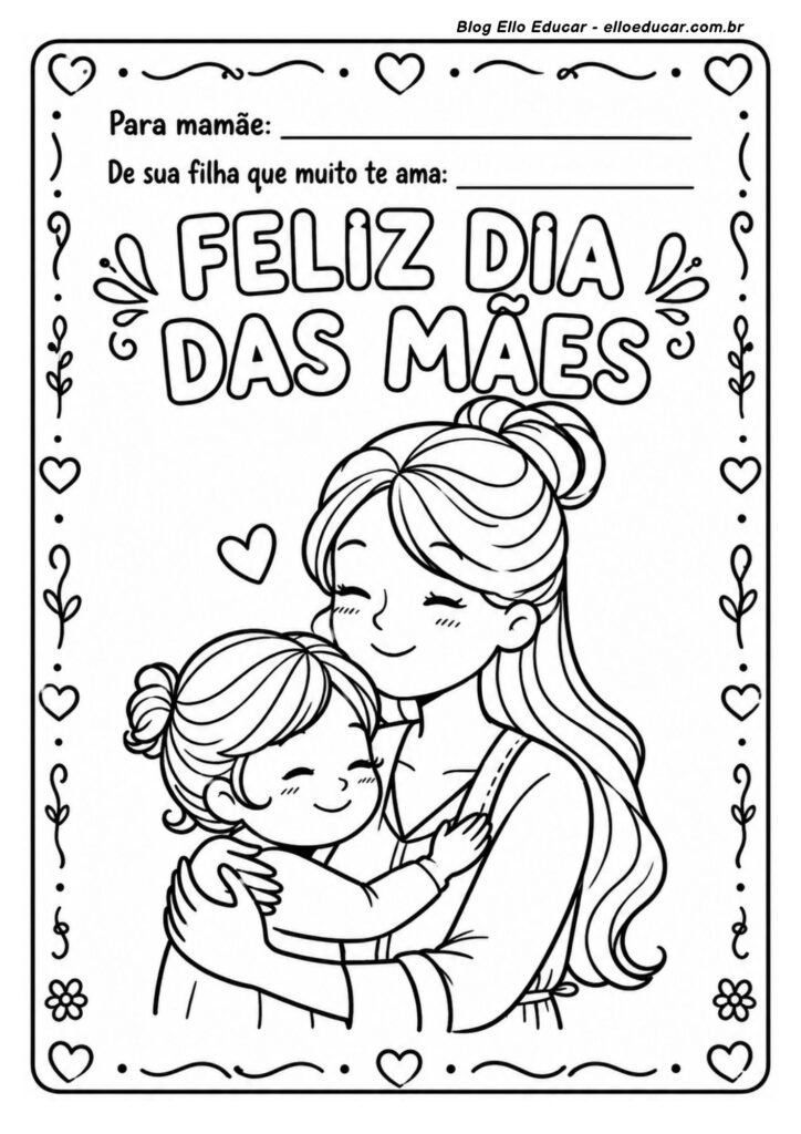 Desenho do Dia das Mães para colorir