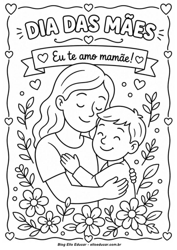 Desenho do Dia das Mães para colorir