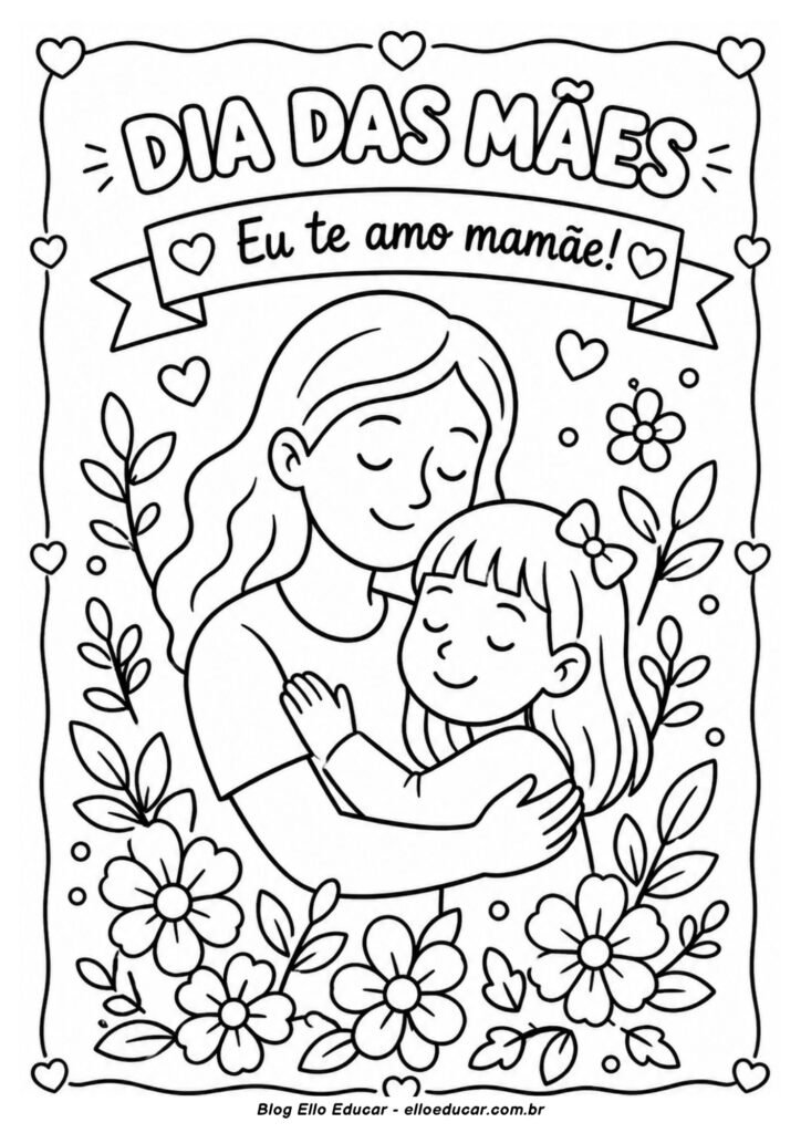 Desenho do Dia das Mães para colorir