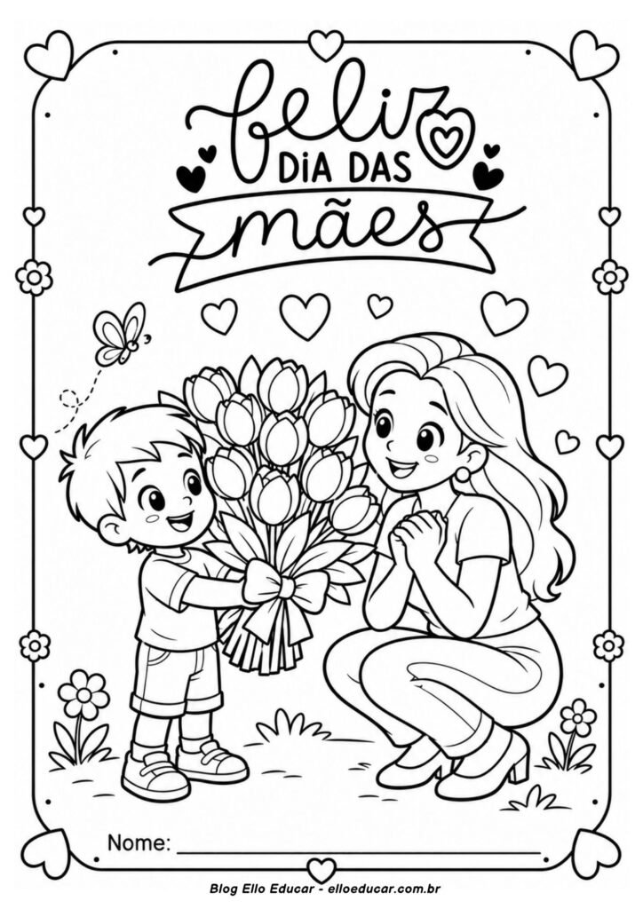 Desenho do Dia das Mães para colorir