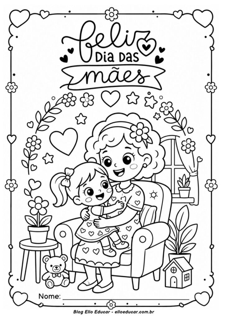 Desenho do Dia das Mães para colorir
