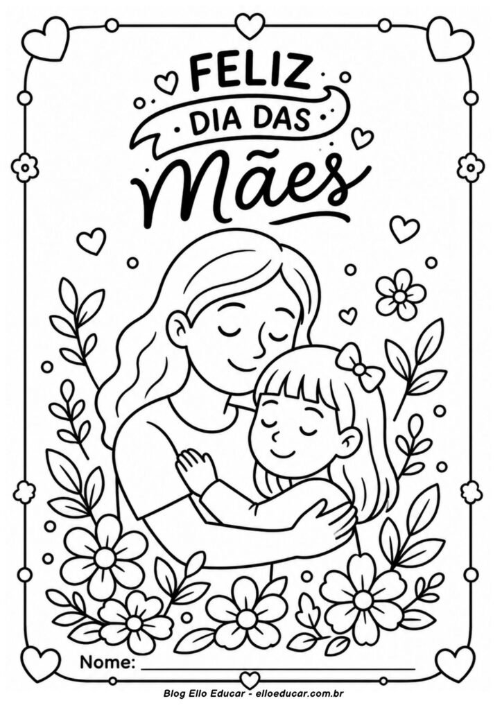 Desenho do Dia das Mães para colorir