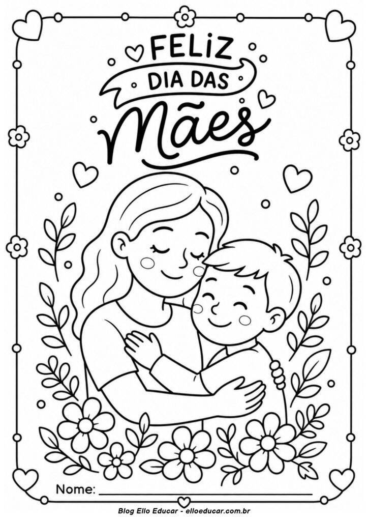 Desenho do Dia das Mães para colorir
