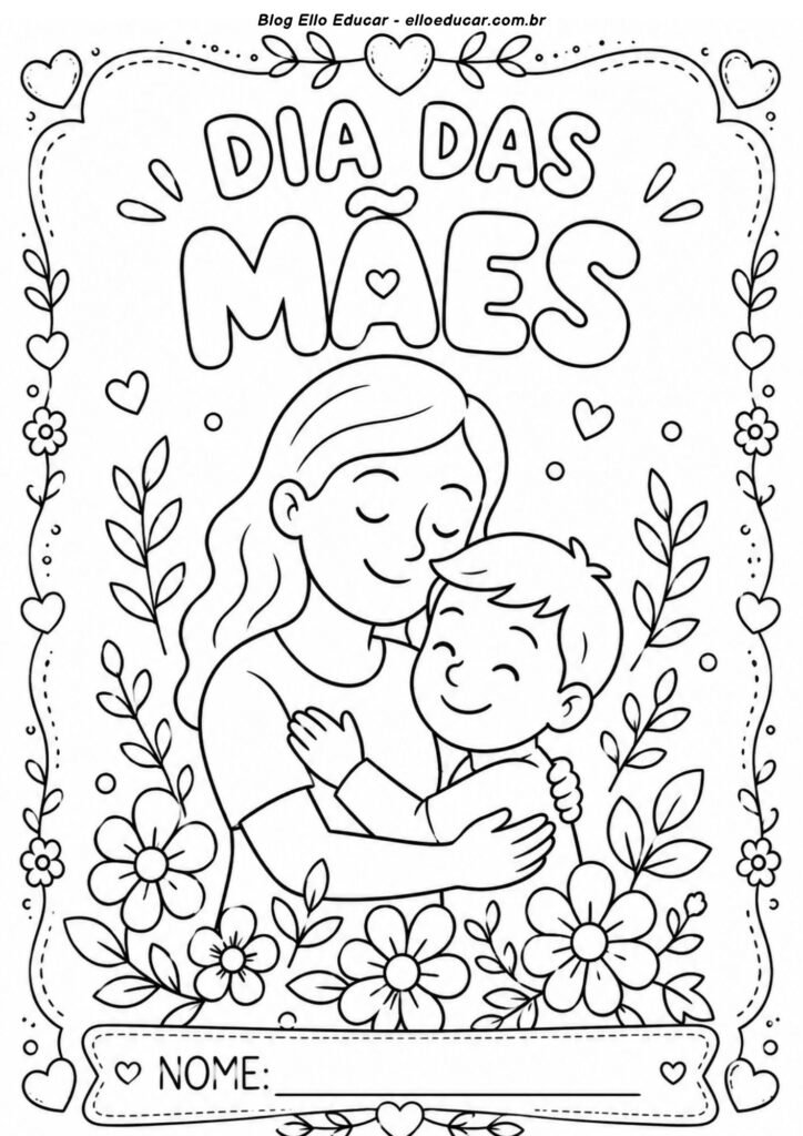 Desenho do Dia das Mães para colorir