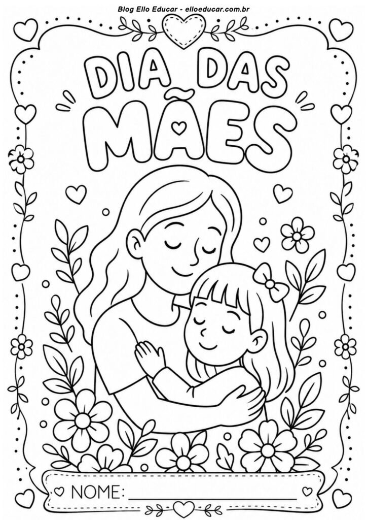 Desenho do Dia das Mães para colorir