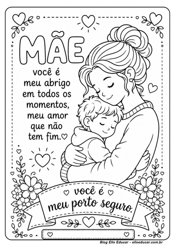 Desenho do Dia das Mães para colorir