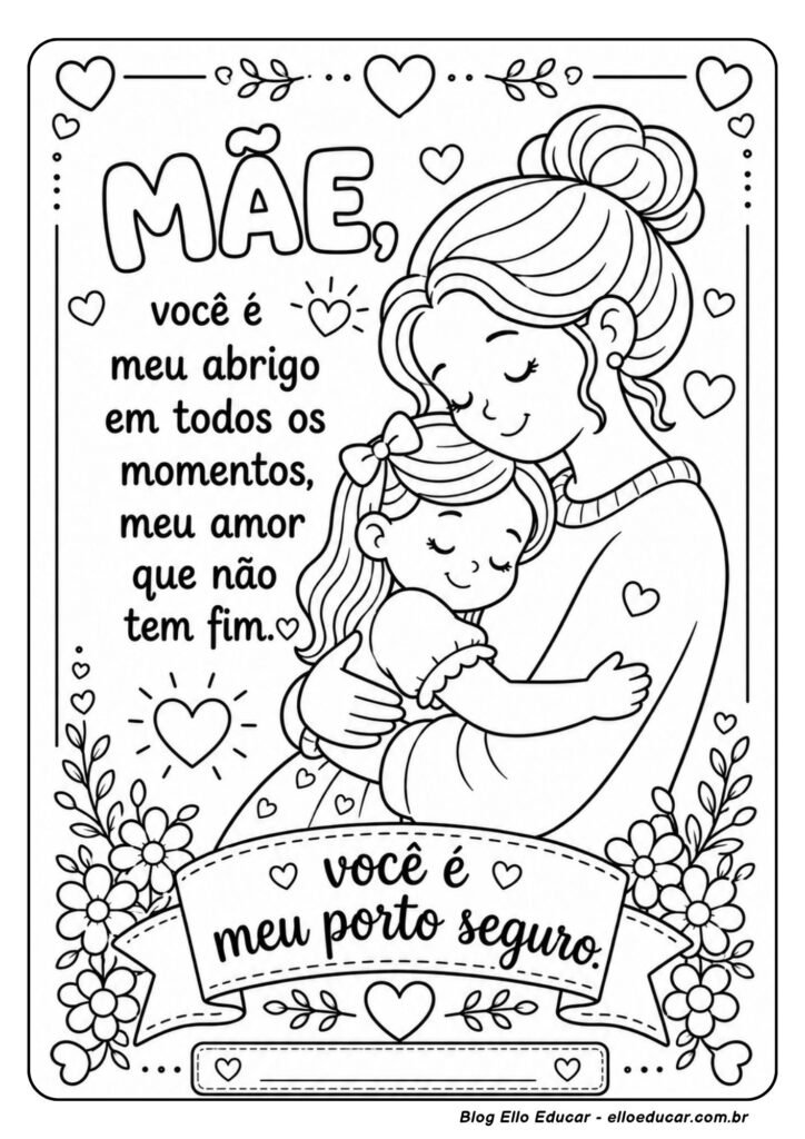 Desenho do Dia das Mães para colorir