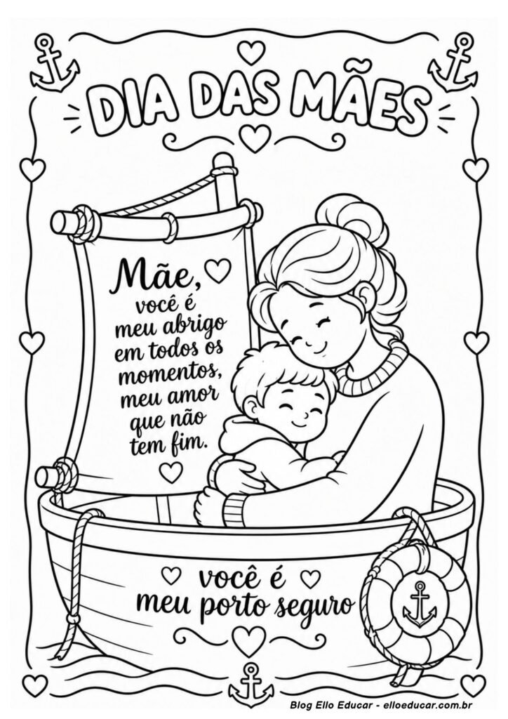 Desenho do Dia das Mães para colorir