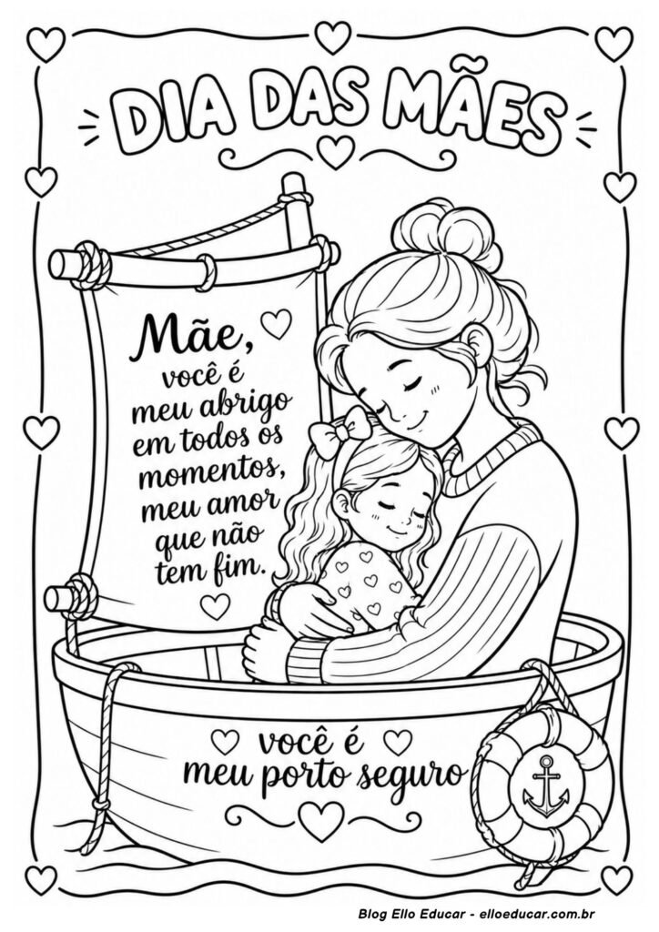 Desenho do Dia das Mães para colorir