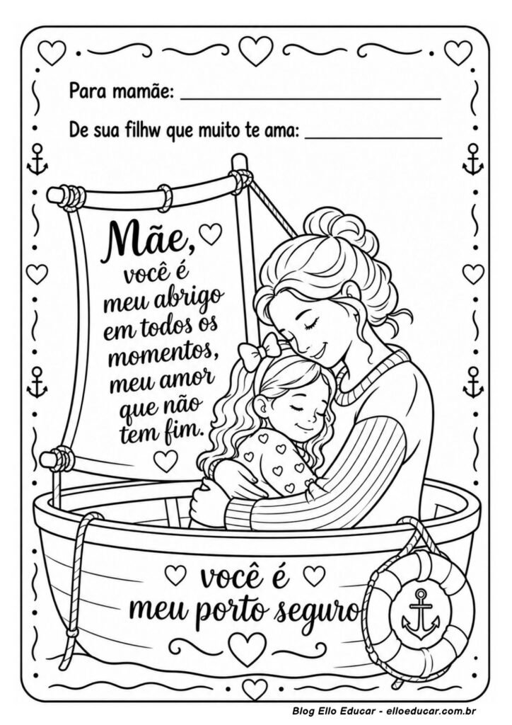 Desenho do Dia das Mães para colorir
