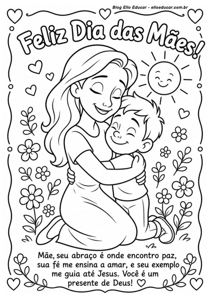 Desenho do Dia das Mães para colorir