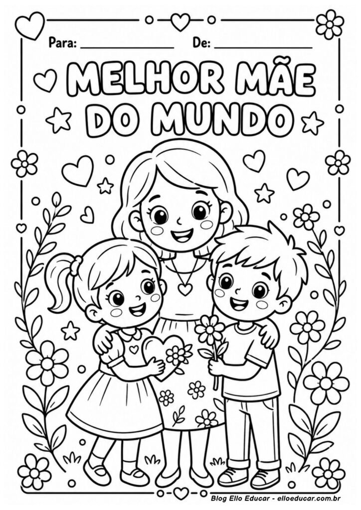 Desenho do Dia das Mães para colorir