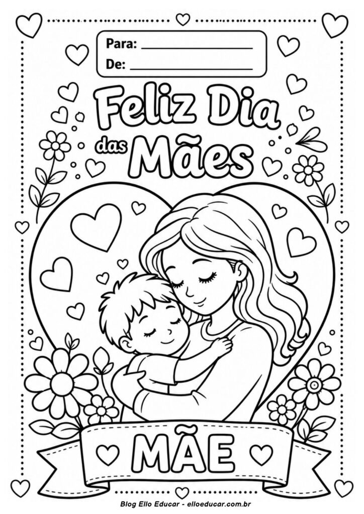 Desenho do Dia das Mães para colorir