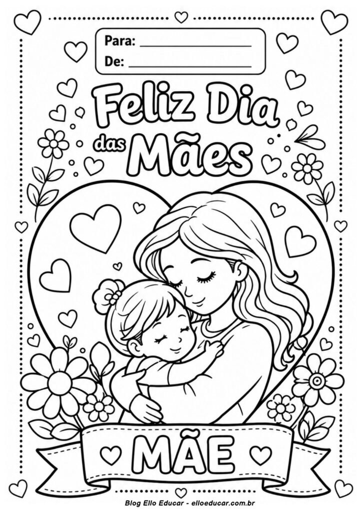 Desenho do Dia das Mães para colorir