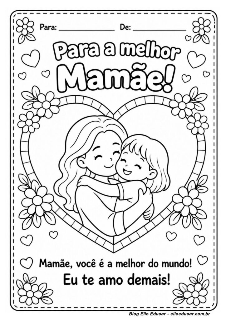Desenho do Dia das Mães para colorir