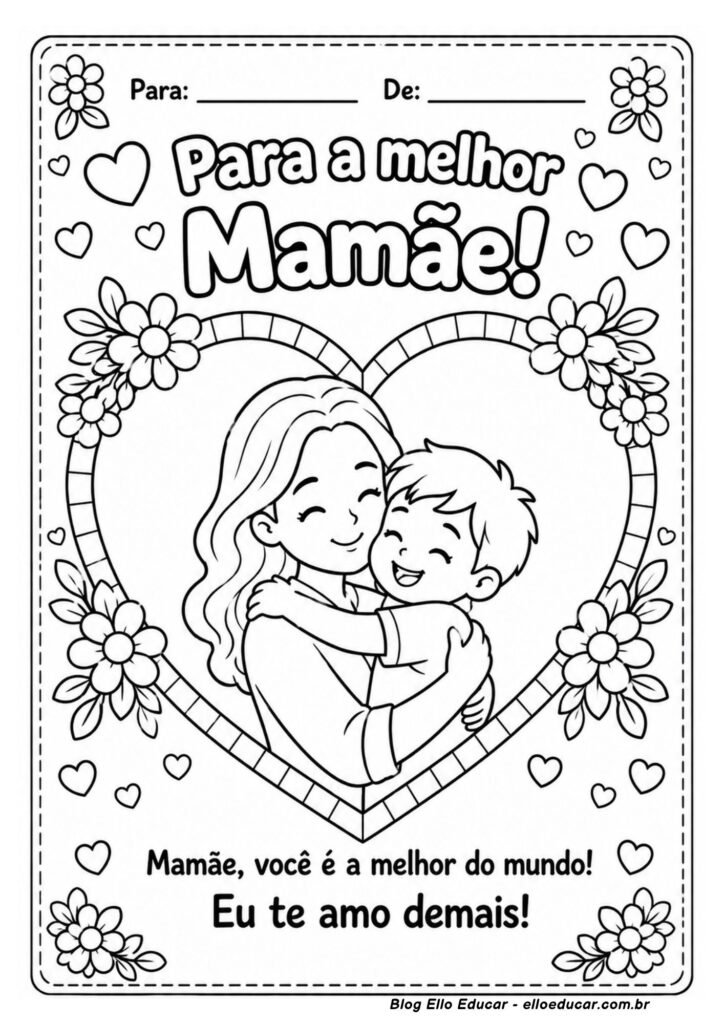 Desenho do Dia das Mães para colorir