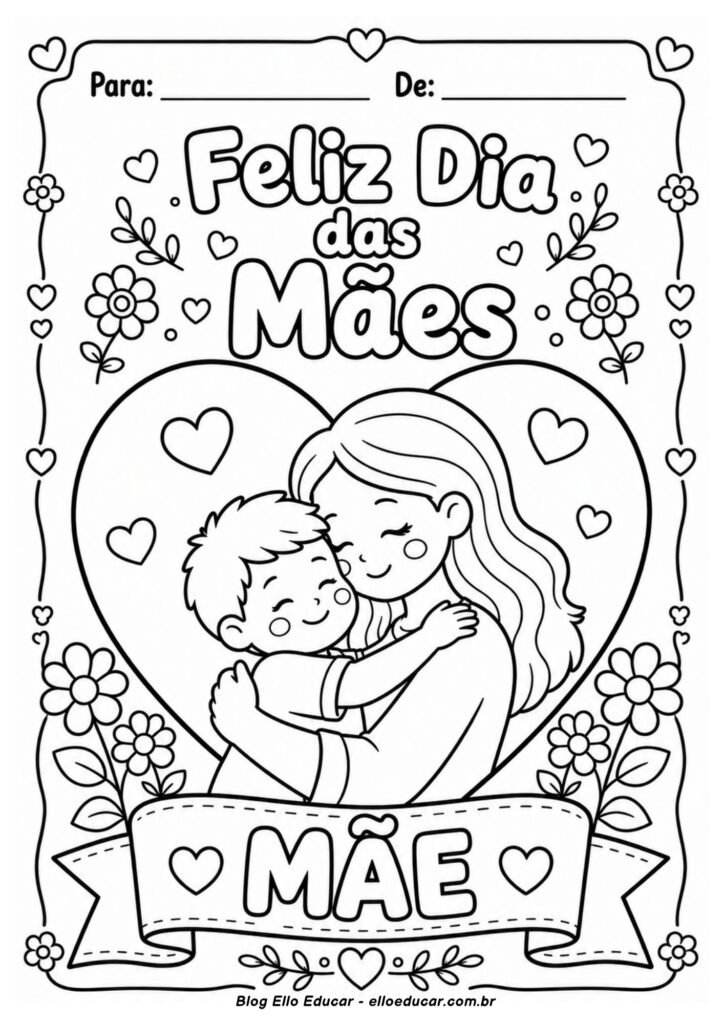 Desenho do Dia das Mães para colorir