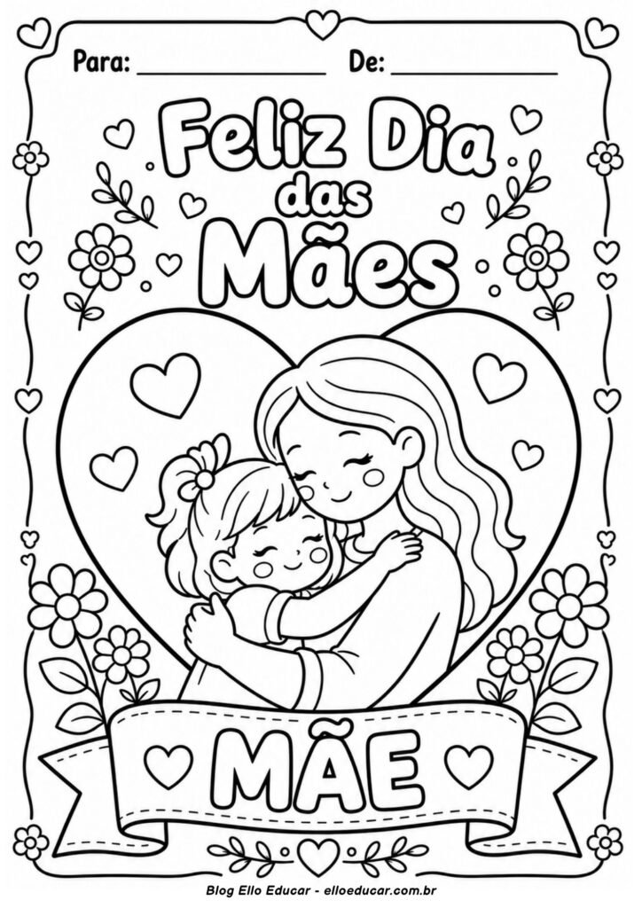 Desenho do Dia das Mães para colorir