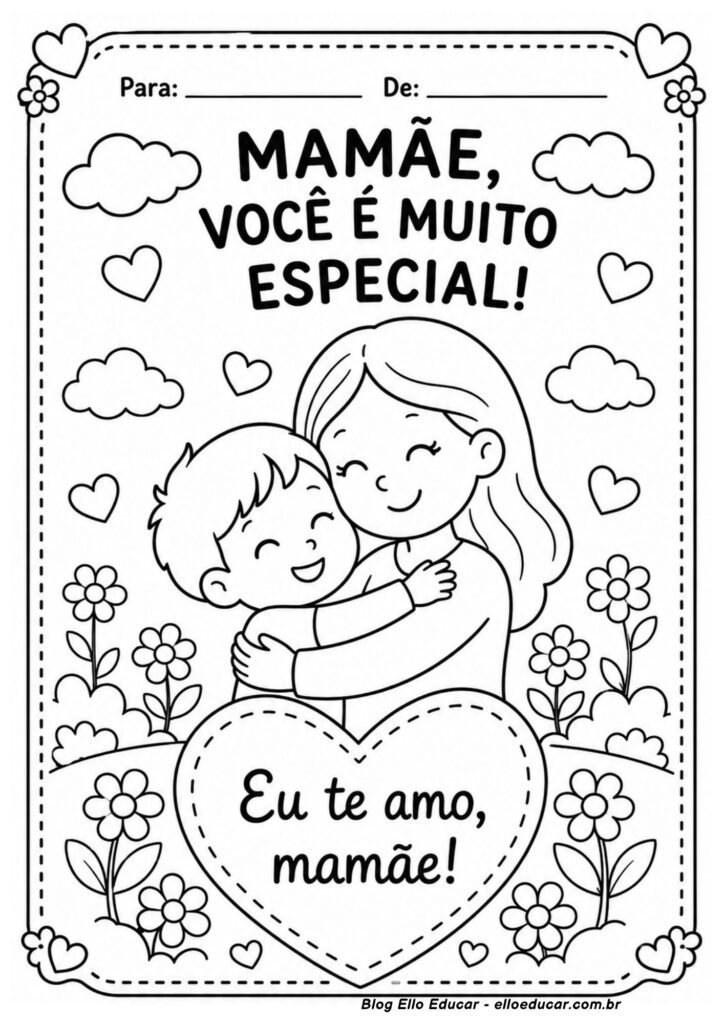 Desenho do Dia das Mães para colorir