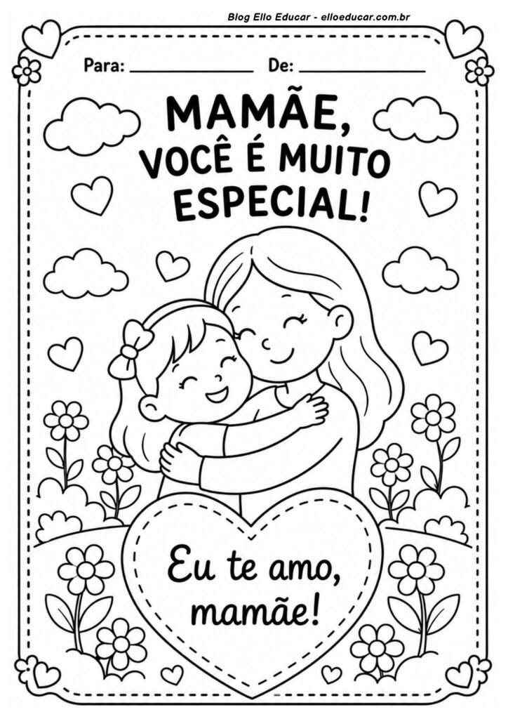 Desenho do Dia das Mães para colorir