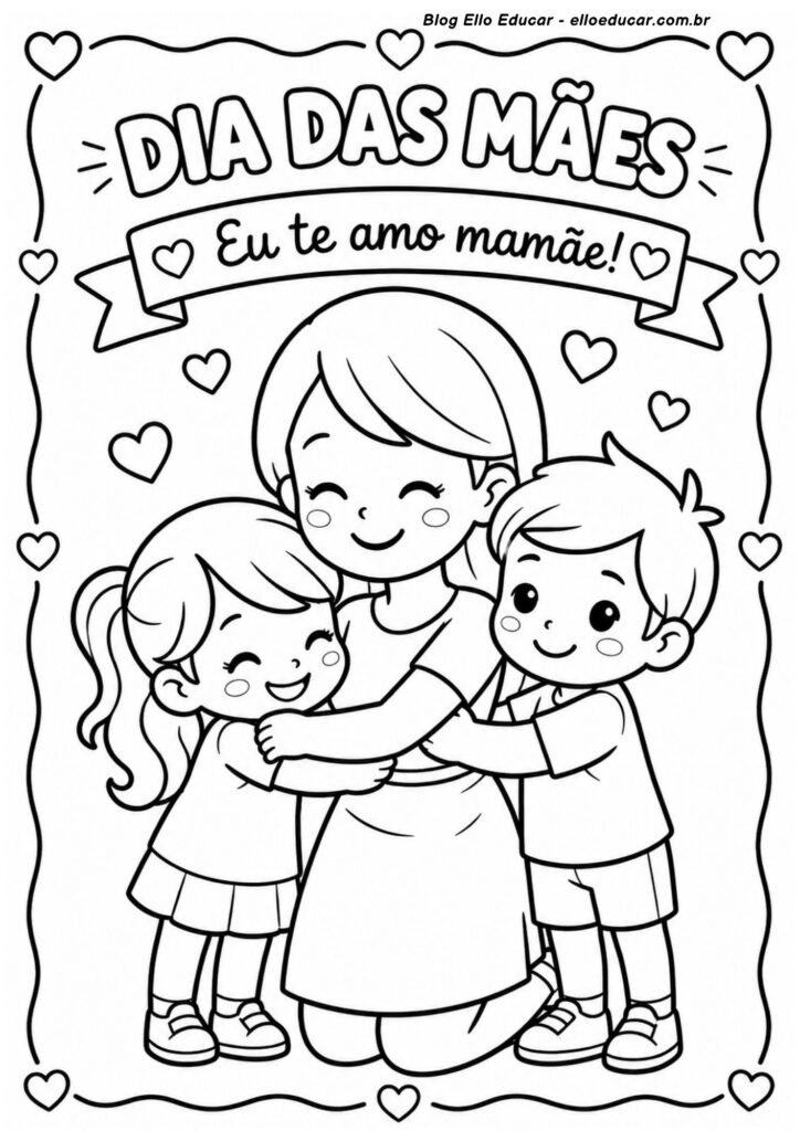 Desenho do Dia das Mães para colorir
