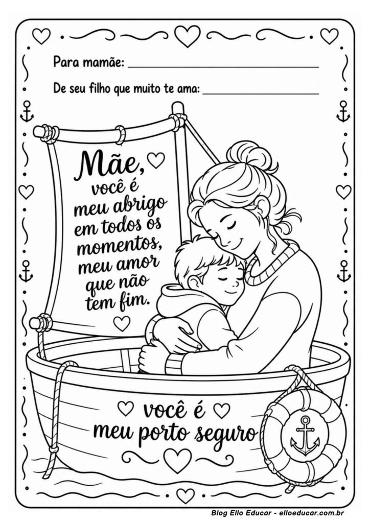 Desenho do Dia das Mães para colorir