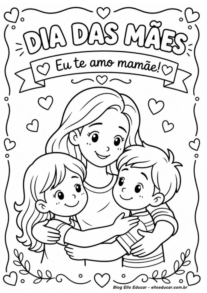 Desenho do Dia das Mães para colorir