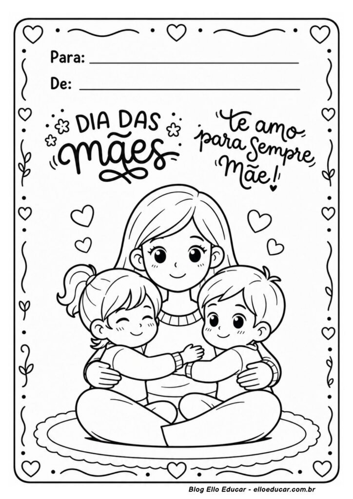 Desenho do Dia das Mães para colorir