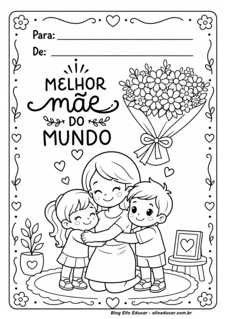Desenho do Dia das Mães para colorir