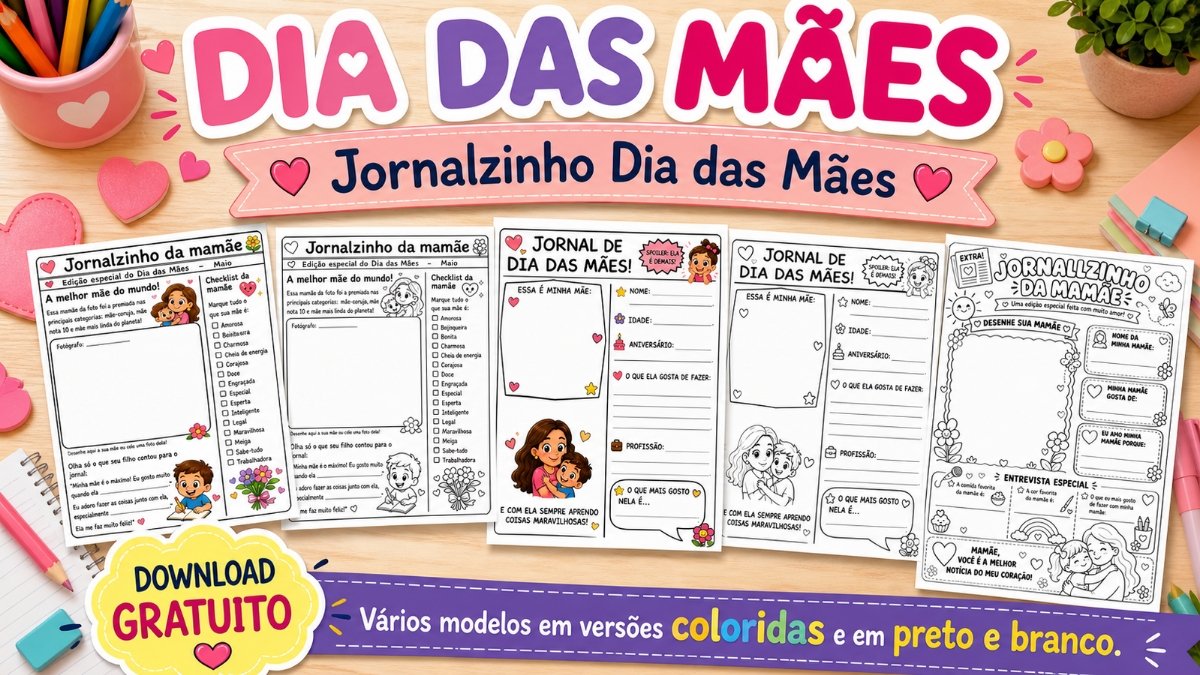 Jornal do Dia dás Mães: atividade interativa com PDF grátis