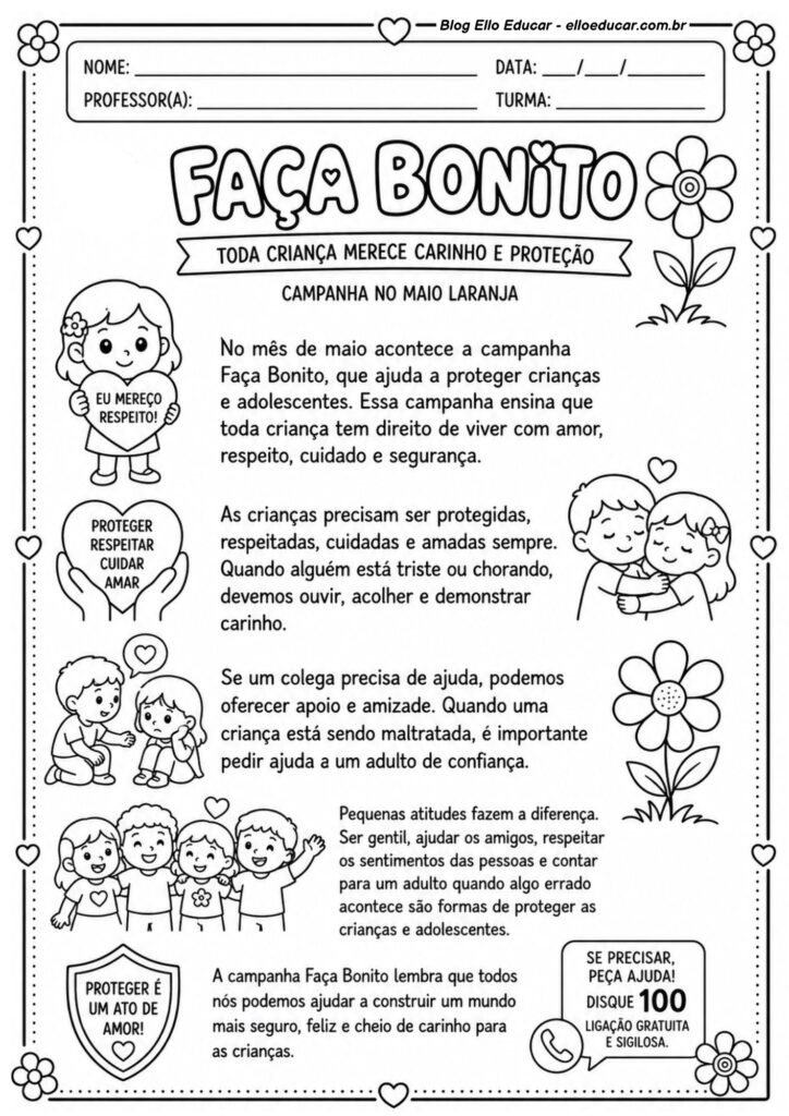 Atividades para trabalhar a campanha Faça Bonito