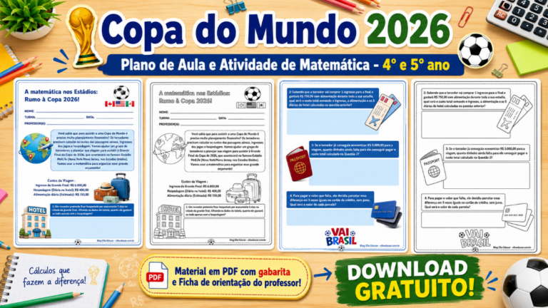 Atividade de matemática da Copa do Mundo 4° e 5° ano sistema monetário