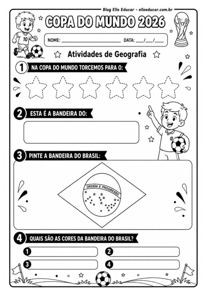 Atividades da Copa do Mundo 1° ano