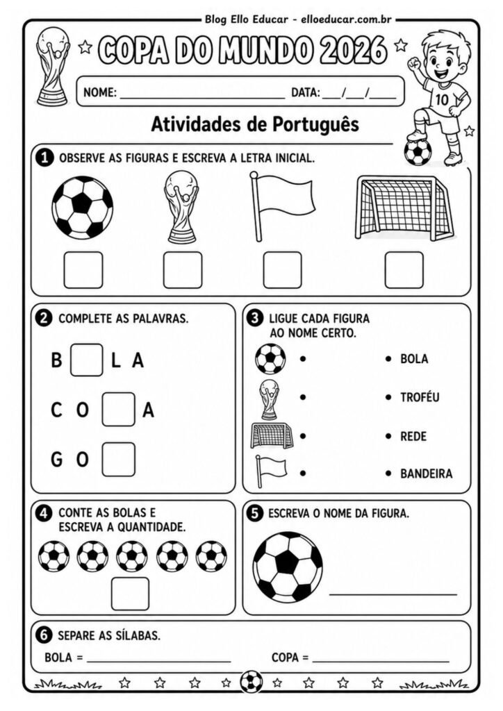 Atividades da Copa do Mundo 1° ano