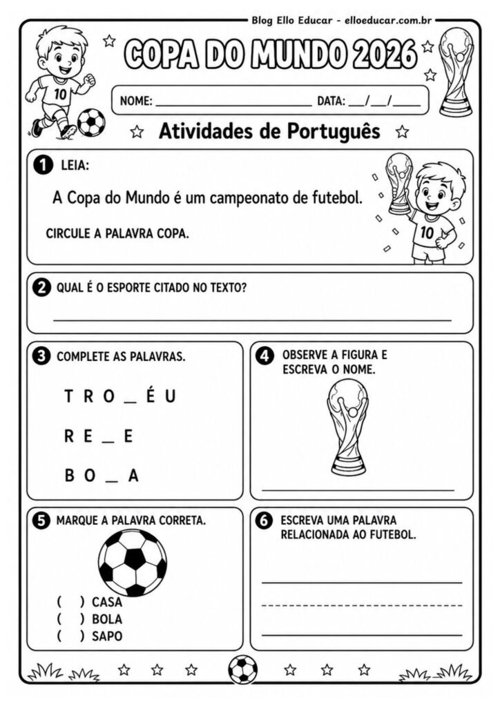 Atividades da Copa do Mundo 1° ano