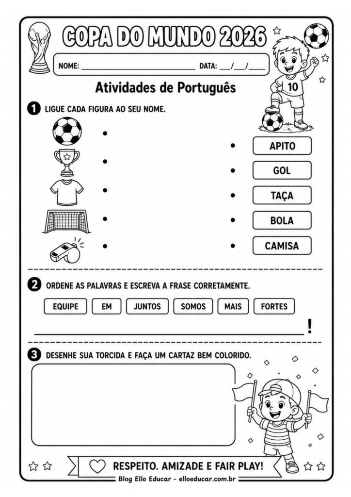 Atividades da Copa do Mundo 1° ano