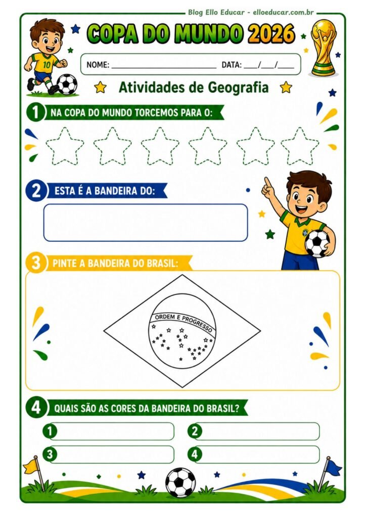 Atividades da Copa do Mundo 1° ano