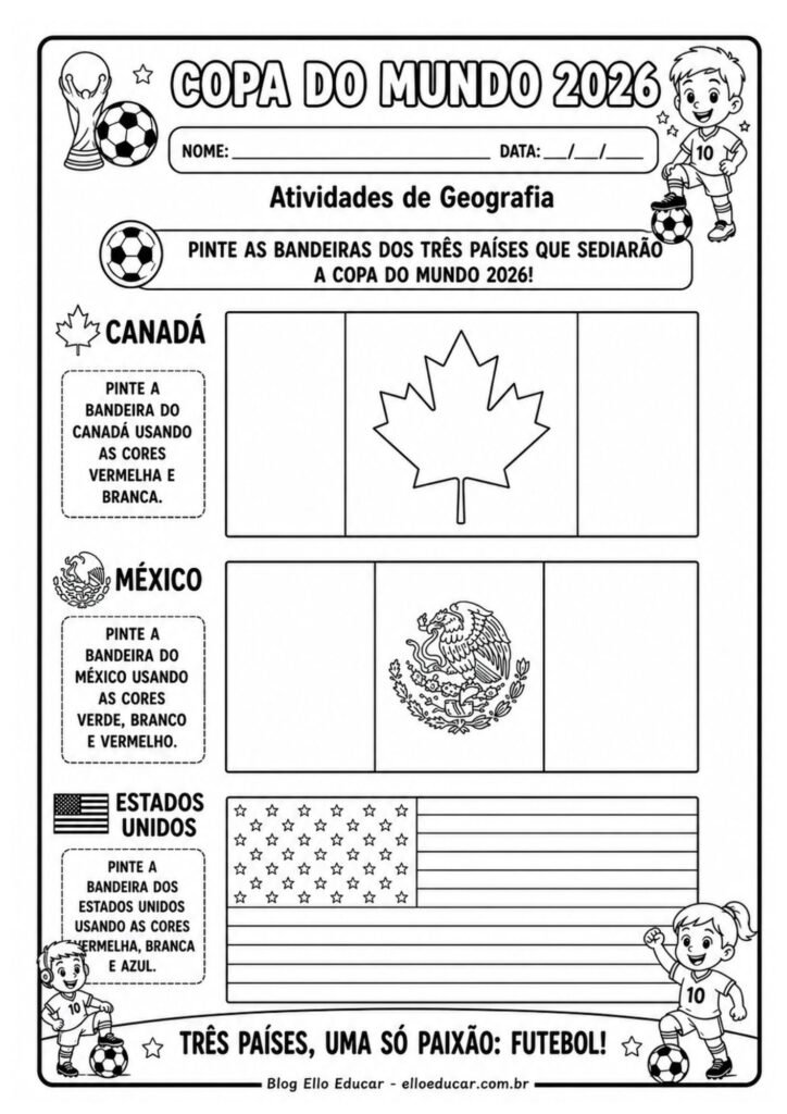 Atividades da Copa do Mundo 1° ano