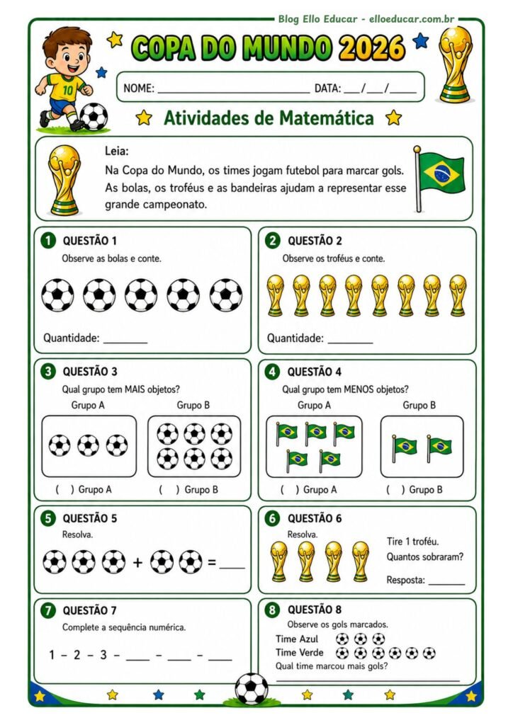 Atividades da Copa do Mundo 1° ano