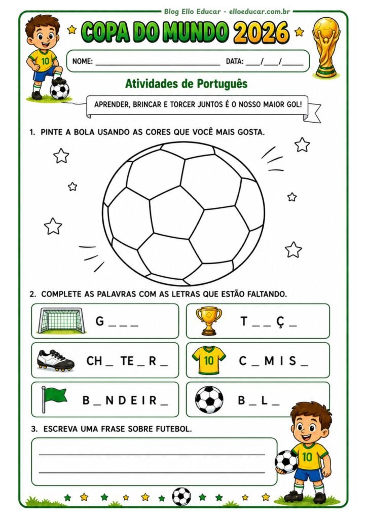 Atividades da Copa do Mundo 1° ano