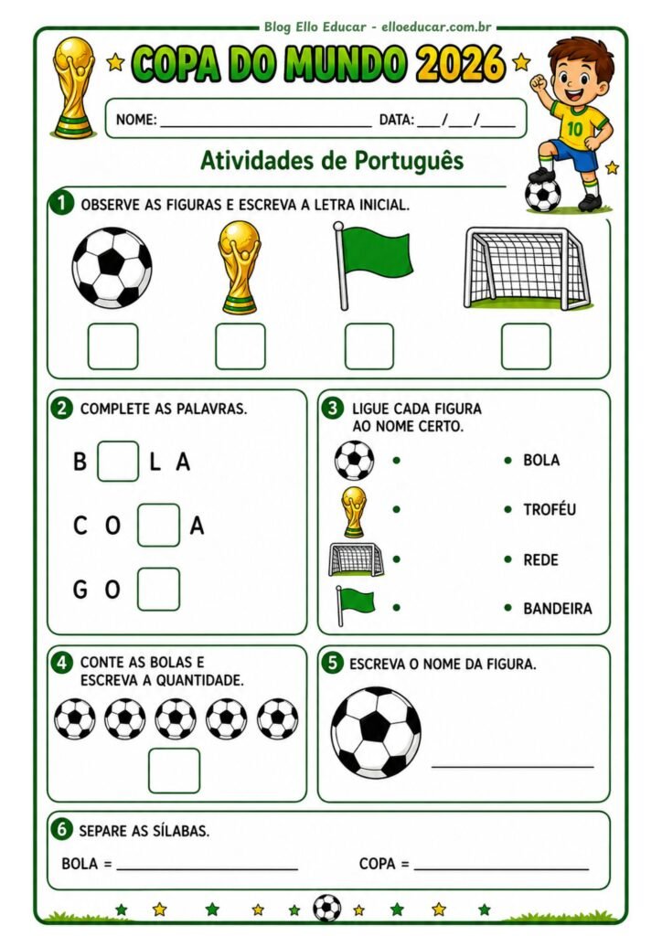 Atividades da Copa do Mundo 1° ano