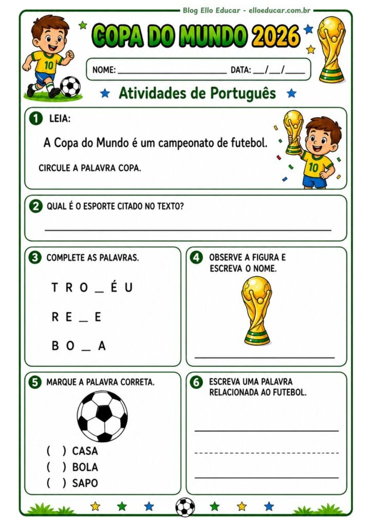 Atividades da Copa do Mundo 1° ano