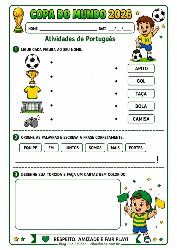 Atividades da Copa do Mundo 1° ano