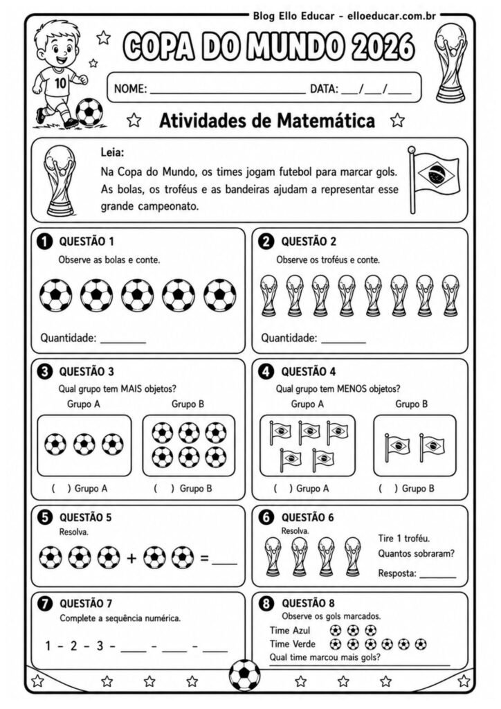 Atividades da Copa do Mundo 1° ano
