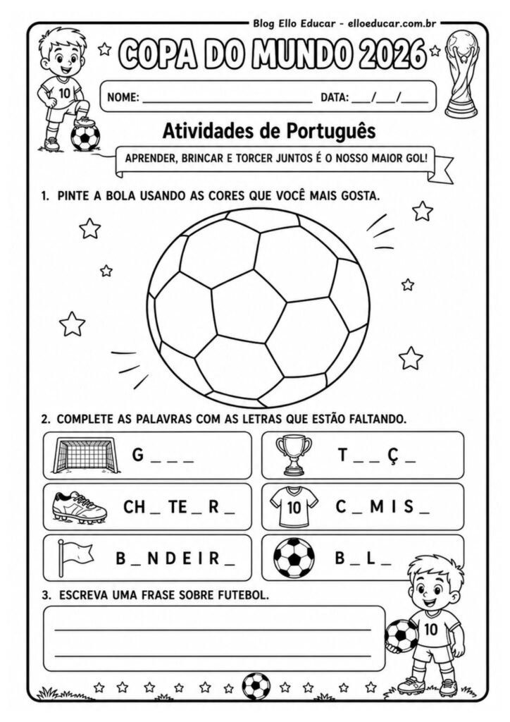 Atividades da Copa do Mundo 1° ano