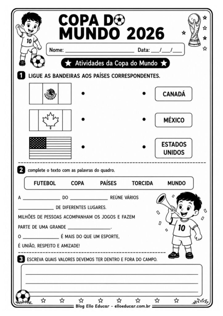 Atividades da Copa do Mundo para 2° ano