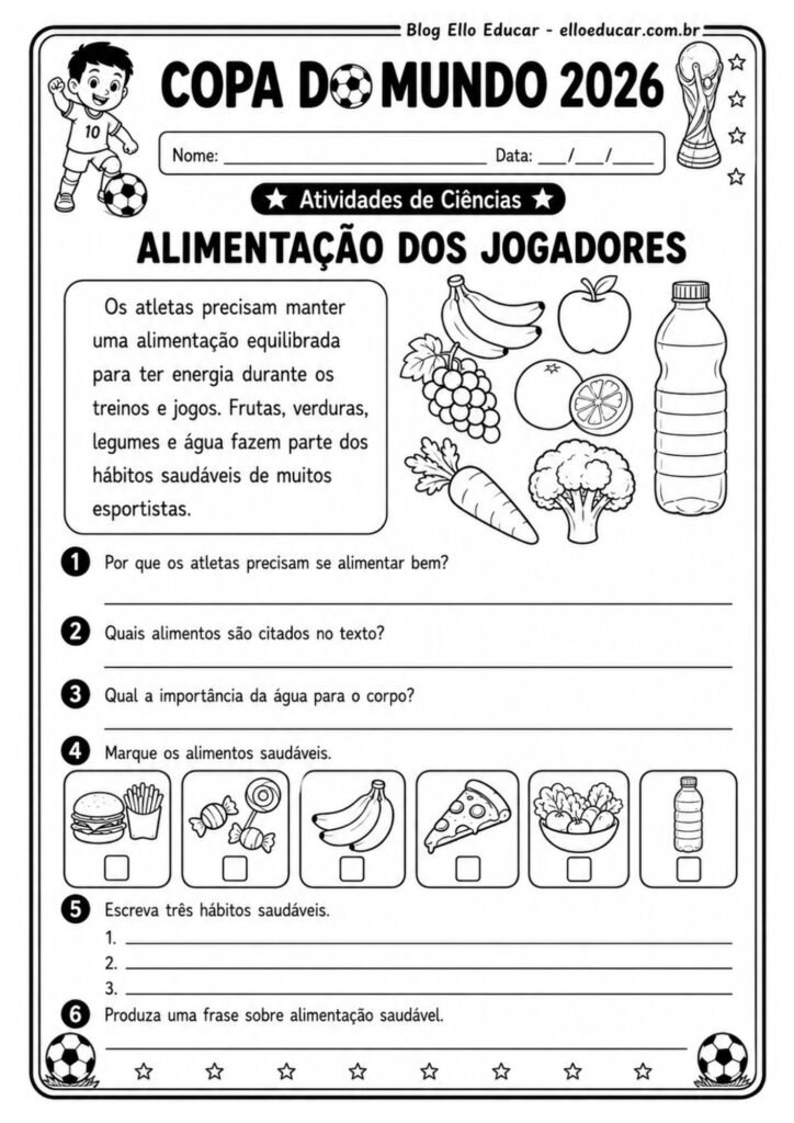 Atividades da Copa do Mundo para 2° ano