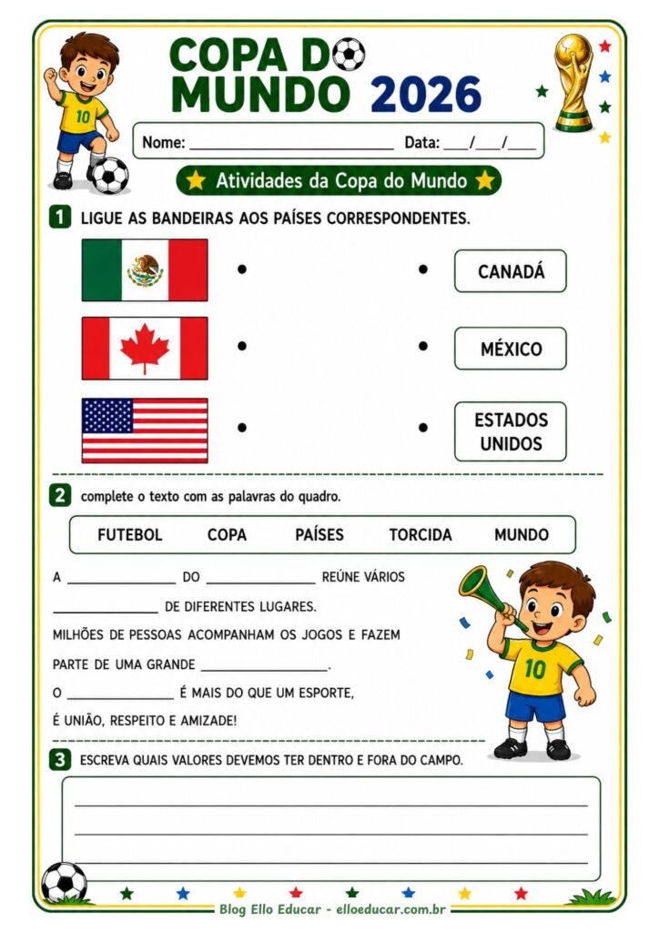 Atividades da Copa do Mundo para 2° ano