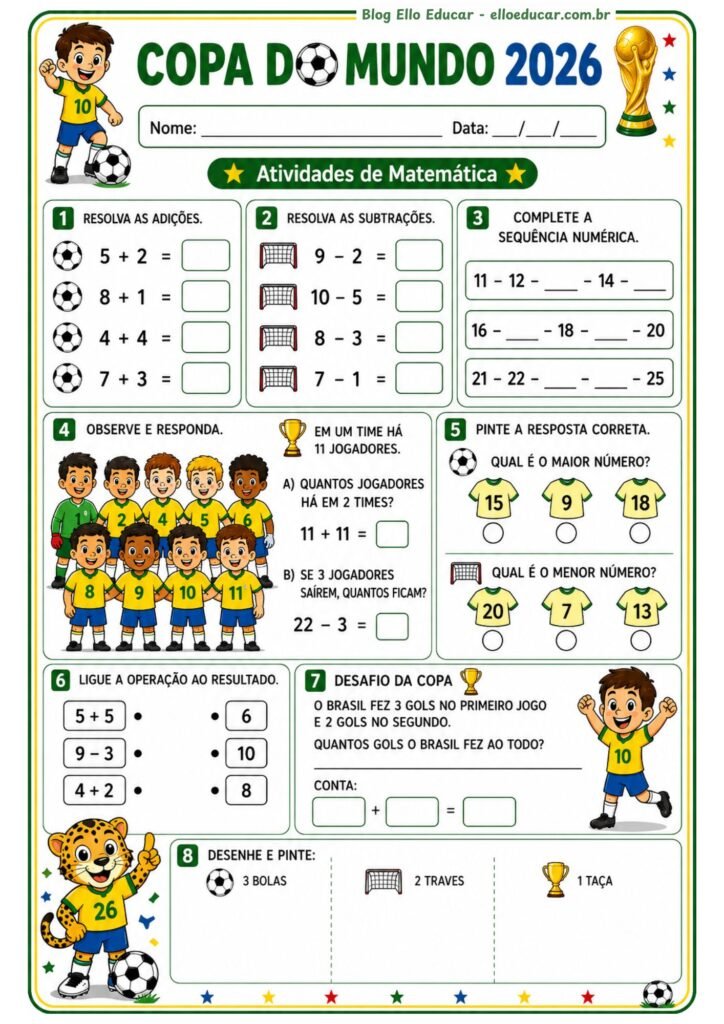 Atividades da Copa do Mundo para 2° ano