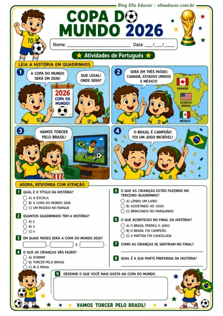 Atividades da Copa do Mundo para 2° ano